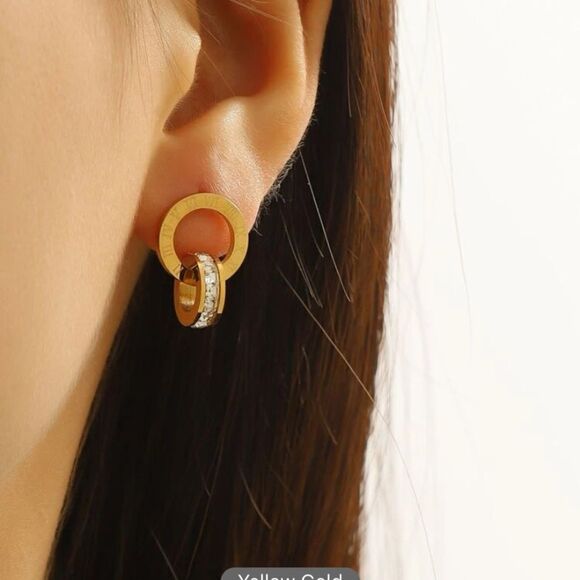 ✨🆕✨ Elegant Chic ROSEGOLD Roman Numerals Titanium Steel Stud Earrings ✨ - Picture 6 of 13